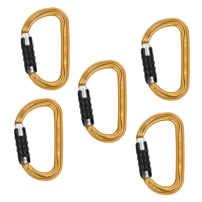 Petzl 5 for 4 AMD Triact 3 Way Carabiner Bundle - Gold