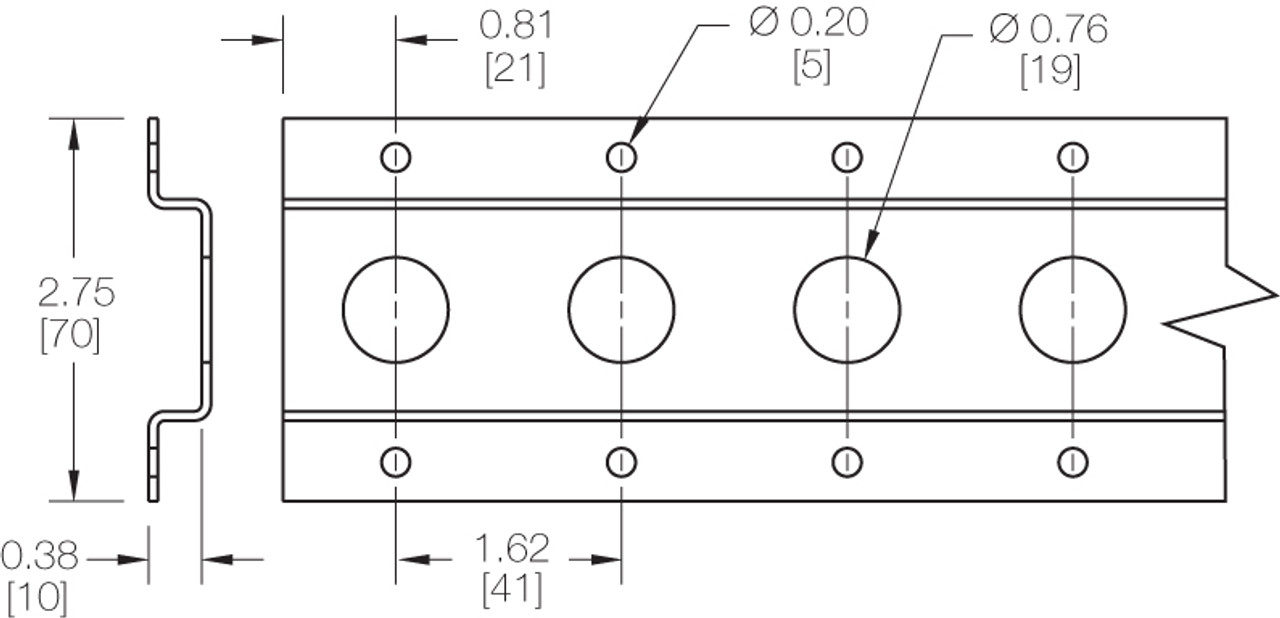 10' Series F 3/4" Hole Galvanized Horizontal/Vertical Logistic Track - USA