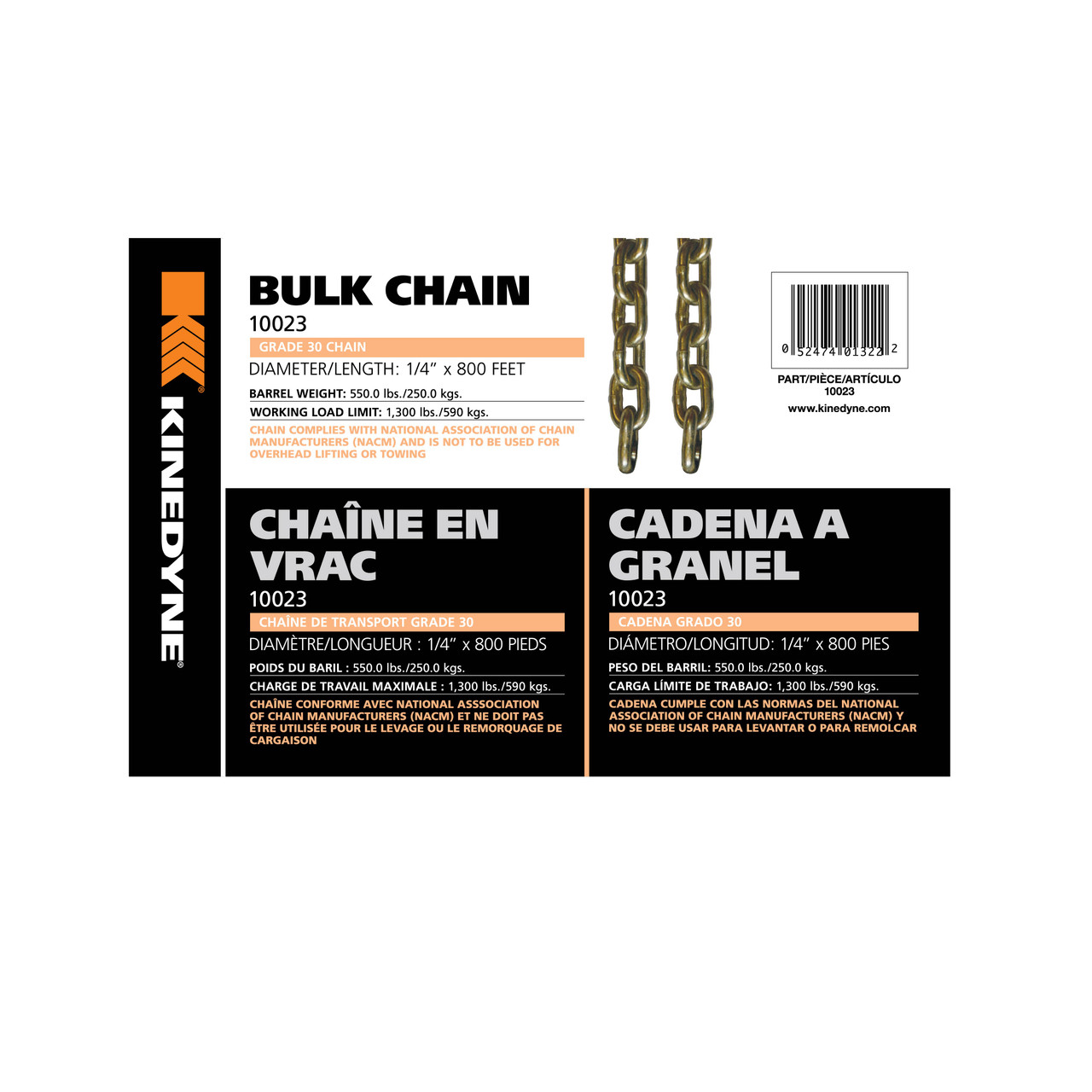 1/4" by 800' Grade 30 Bulk Chain - 1 Per Barrel