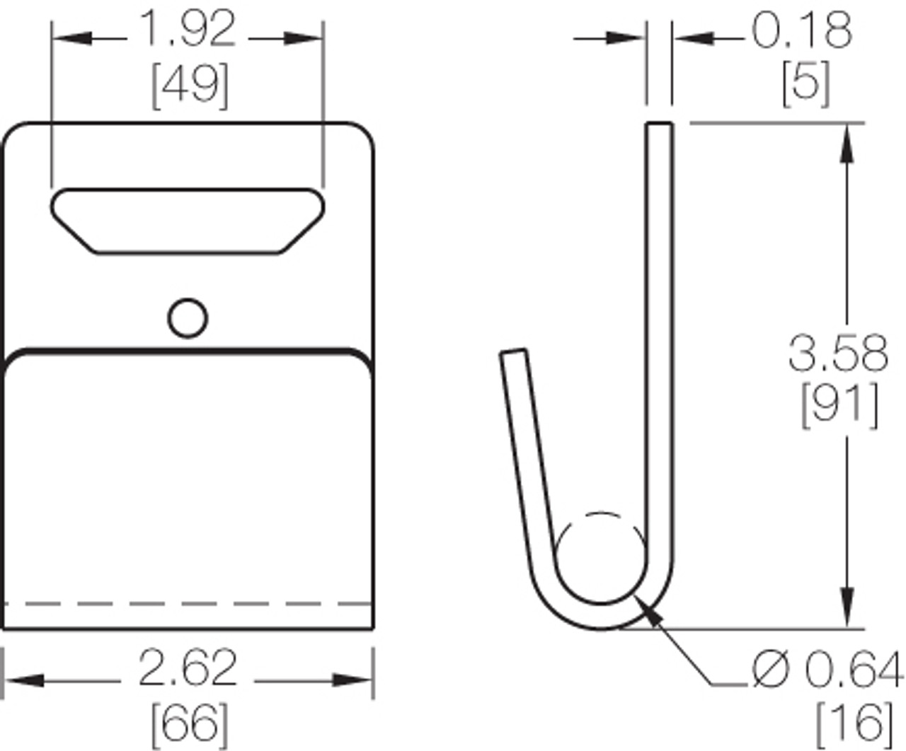 2" Flat Hook