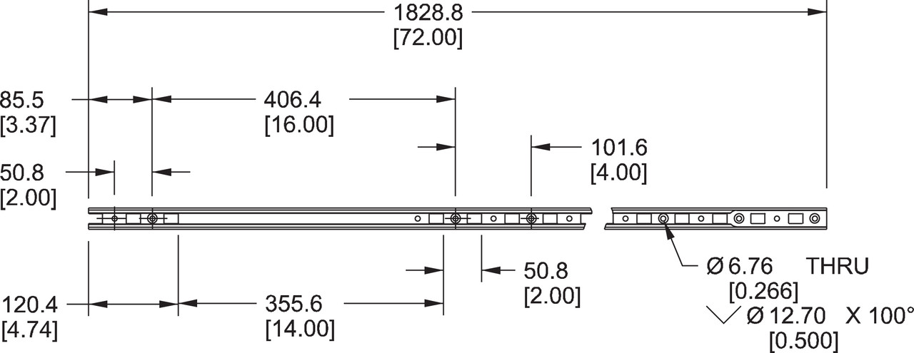 Series 2073 84" Recess Mounted Single K2 Kaptive Beam Track