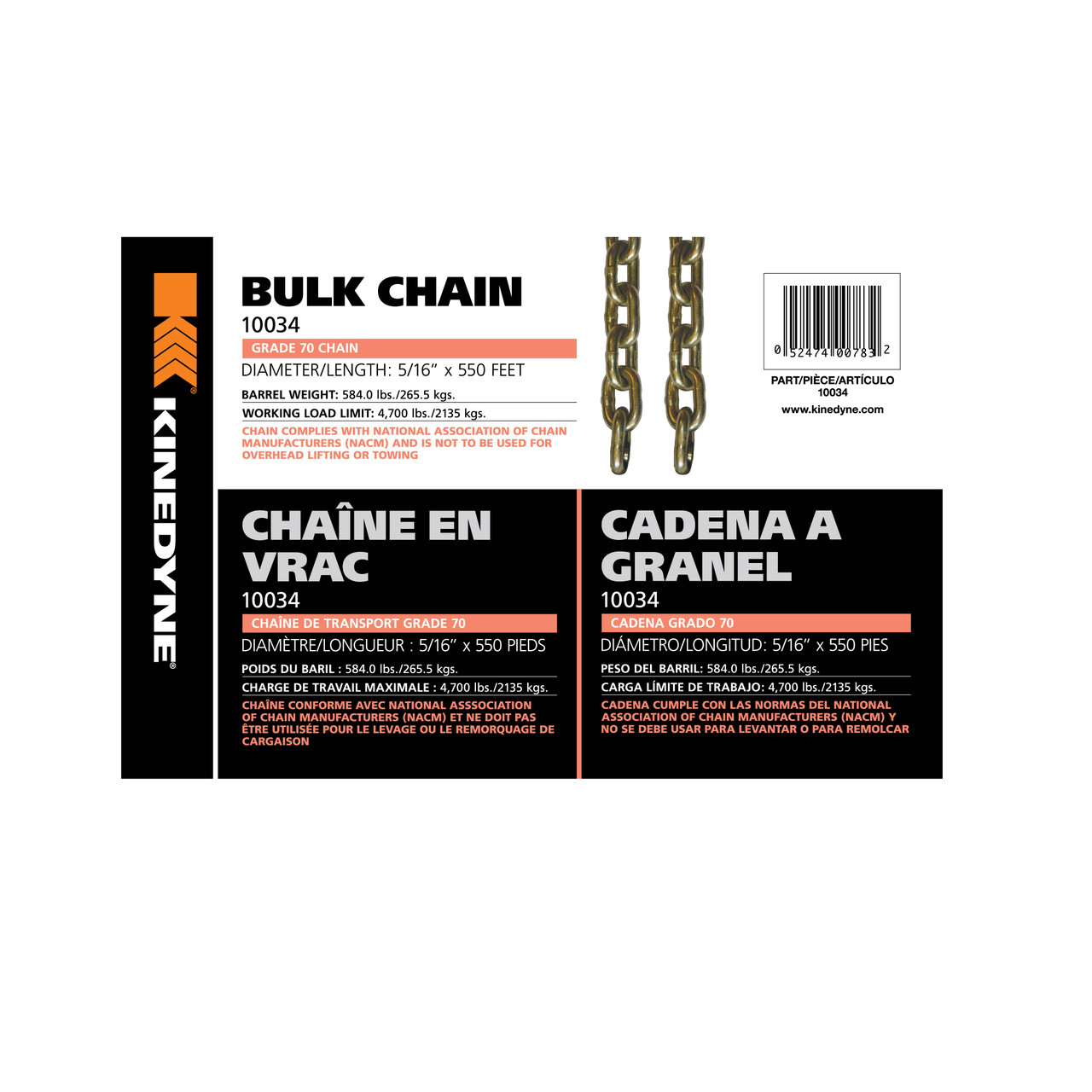 5/16" by 550' Grade 70 Bulk Chain - 1 Per Barrel