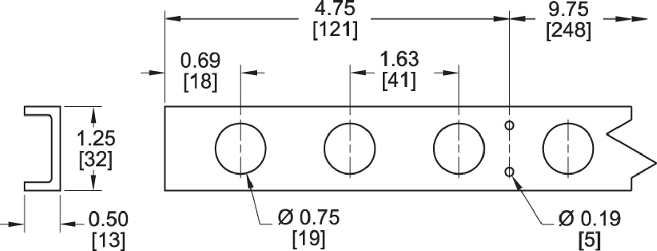 10' Series F 3/4" Hole Steel Flush Mounted Logistic Track - USA