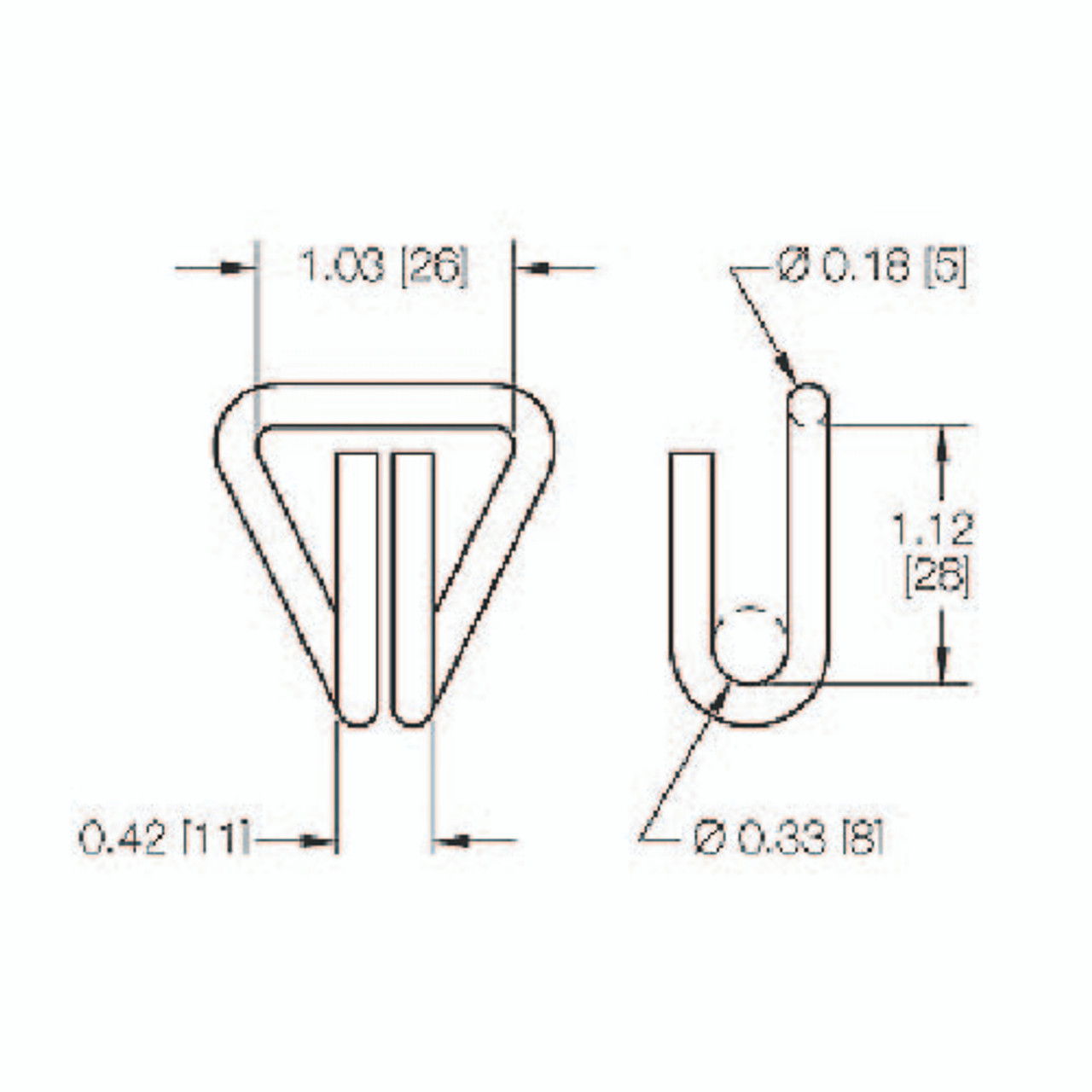 1" Narrow Wire Hook w/ NAS Number NAS1382-2