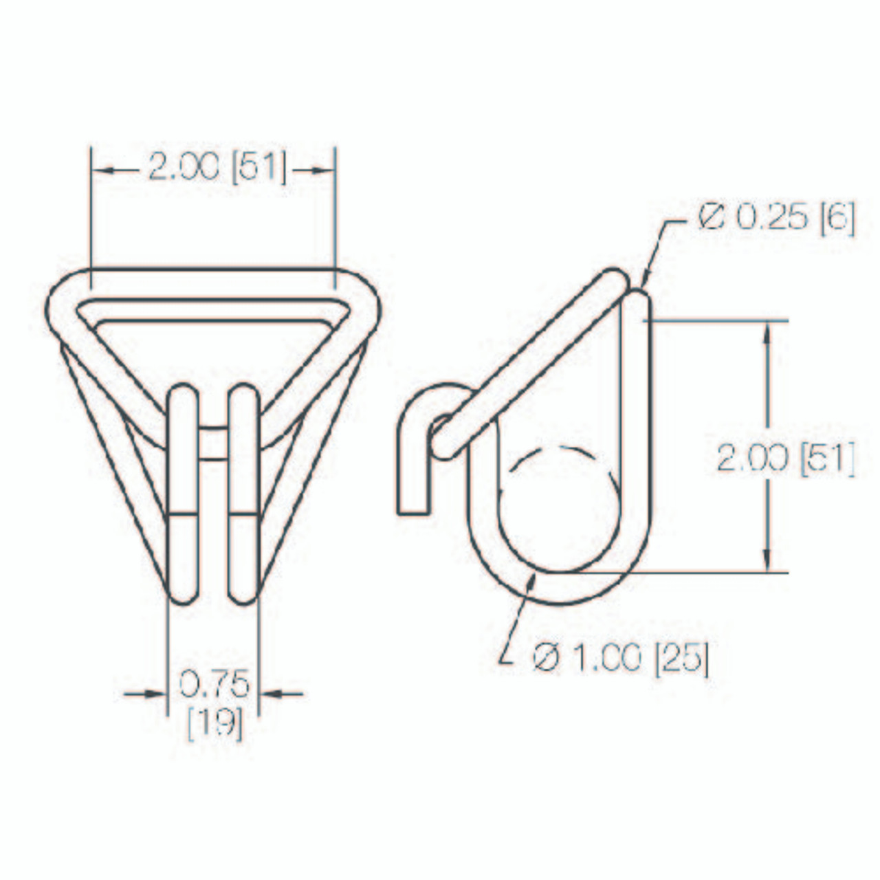 2" Wire Hook Keeper w/ NAS Number NAS1211H20