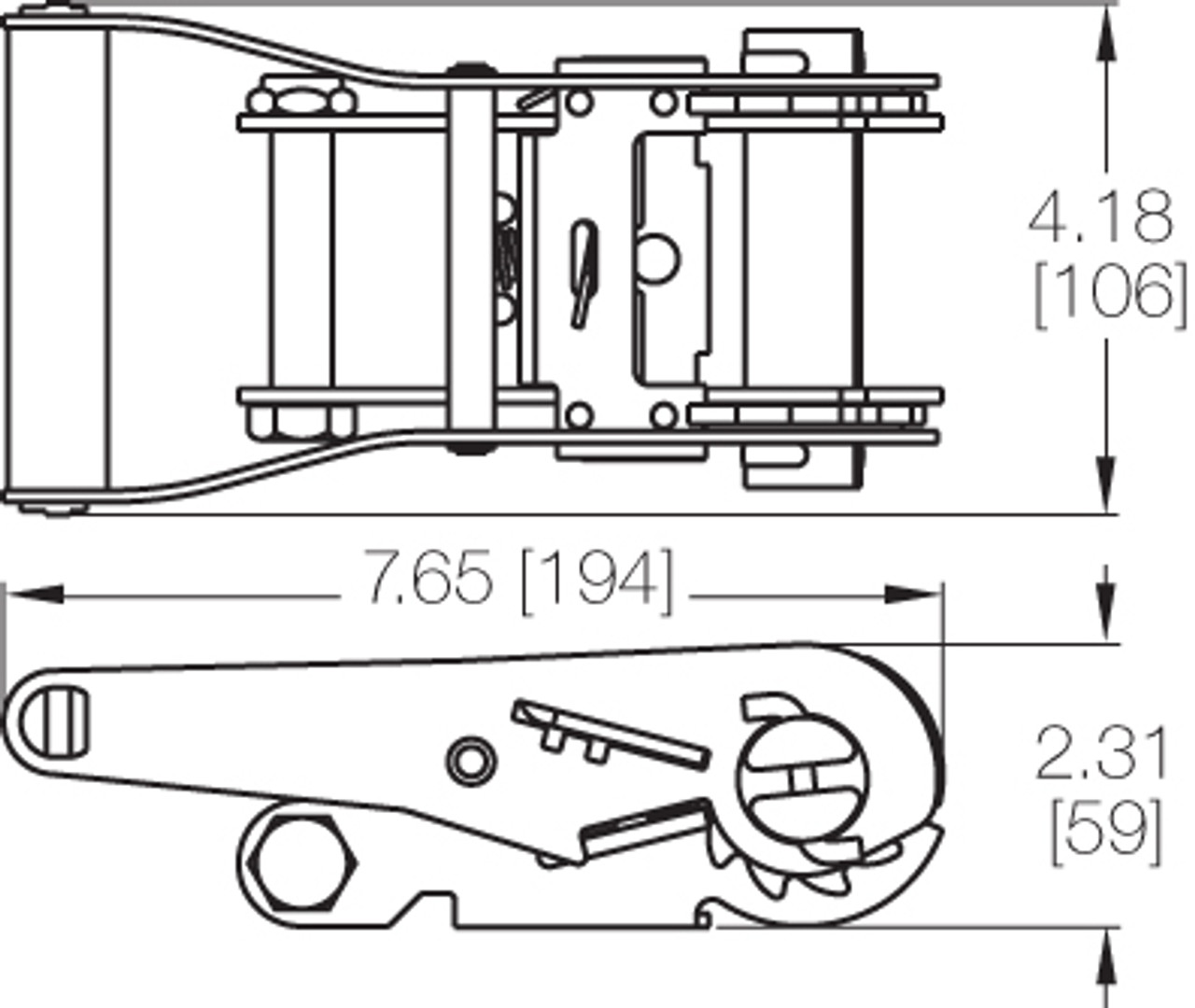 2" Wide Handle Stainless Steel Ratchet