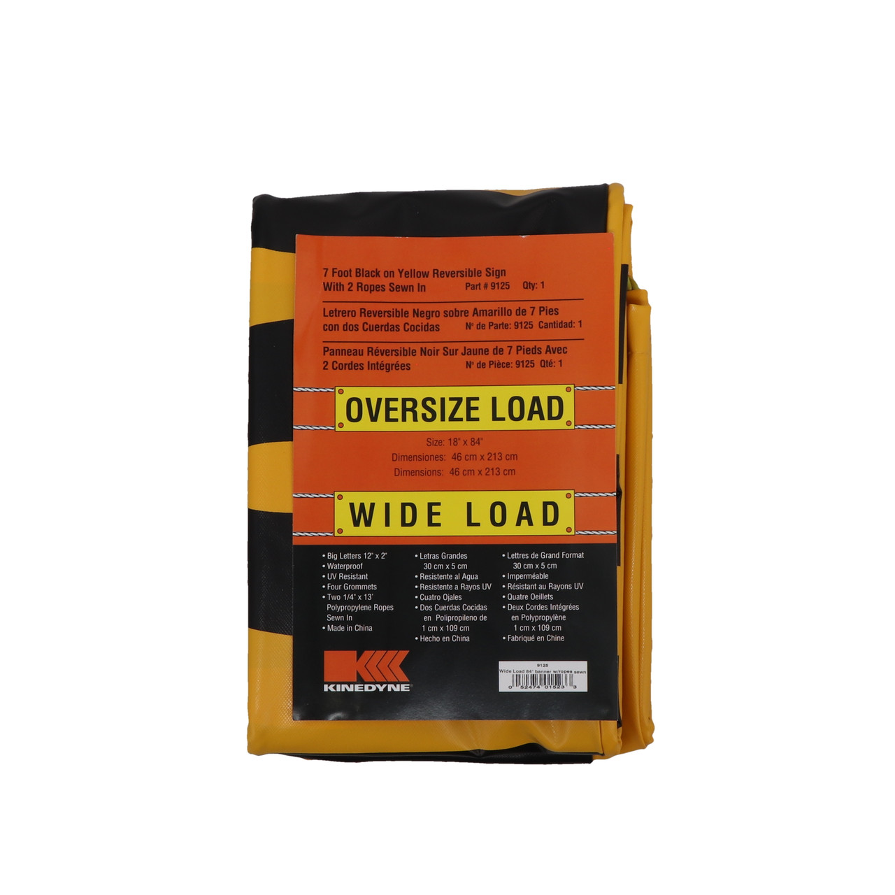 18" by 84" Reversible "Wide Load" & "Oversize Load" Banner with Sewn-In Rope