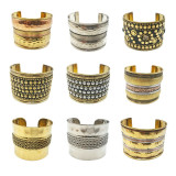 Brass Cuff Bracelet Assorted Design Gypsy Boho Bracelets Set of 6