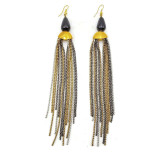 Amrita Three Tone Fringed Brass Metal Dangle Earrings