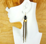 Amrita Three Tone Fringed Brass Metal Dangle Earrings