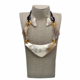 Soleil Handmade Buffalo Horn Neck Plate with Earrings Set
