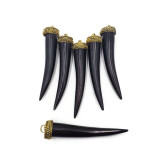 Buffalo Horn Tusk Tooth Spike Pendant Earrings Necklace Charm Beads 3.5" 3pcs