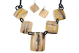 Svana Buffalo Horn Necklace Set Pendants Handmade Carved Squares