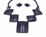 Svana Buffalo Horn Necklace Set Pendants Handmade Carved Squares