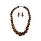 Talia Chunky Brown Resin Bead Necklace and Earrings Set 