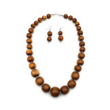Talia Chunky Brown Resin Bead Necklace and Earrings Set 