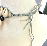 Freya Braided Cotton Necklace with Cowrie Shell and Black Beads 