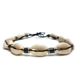 Nola Cowrie Shell Choker with Buffalo Bone and Brass Spacers | White