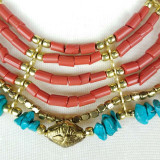 Constance Ethnic Multi Strand Bone and Gold Metal Beads Necklace