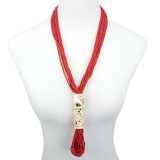 Duana Seed Bead Necklace with Carved Elephant Buffalo Bone Pendant