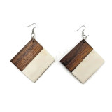 Adele Diamond Shape Wood and Resin Earring 