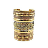 Fashion Brass Cuff Bracelet Natural Patina Ethnic Tribal Brass Jewelry 4"