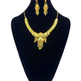 Fashion Indian 18K Gold Plated Bollywood Necklace Wedding Jewelry Earrings 1520A