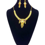 Fashion Indian 18K Gold Plated Bollywood Necklace Wedding Jewelry Earrings 1520C