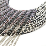 Indie Fringed Leather Bib Necklace