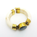 Chiara Hinged Bone Bracelet with Agate Cabochon