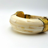 Chiara Hinged Bone Bracelet with Agate Cabochon