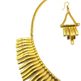 Gold Plated Chain Canine Shape Chunky Choker Statement Pendant Bib Necklace