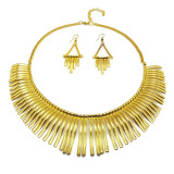 Gold Plated Chain Canine Shape Chunky Choker Statement Pendant Bib Necklace