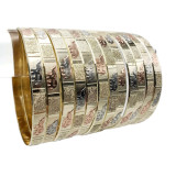 Avni Three Tone Elephant Bangles - 12pc Set