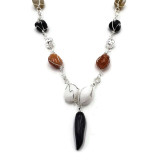 Avery Natural Agate Stone Hand-Wrapped Wire Shaped Necklace