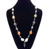 Avery Natural Agate Stone Hand-Wrapped Wire Shaped Necklace