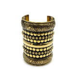 Esmeralda Ornate Brass Cuff in Gold and Antique Tone