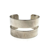 Izara Simple Double Band Brass Cuff | Silver