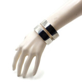 Izara Simple Double Band Brass Cuff | Silver