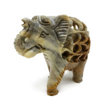 Carved Soapstone Elephant with Calf Inside