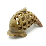 Carved Soapstone Dolphin with Pup Inside