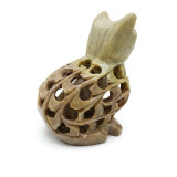 Carved Soapstone Cat with Kitten Inside