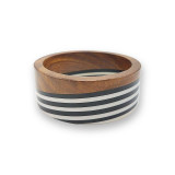 Safiya Layered Resin and Wood Bangles - Black & White