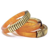 Zarina Resin Bangles Set with Brass Accent