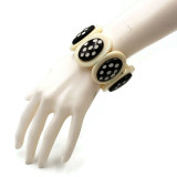 Tyrina Oval Elastic Resin Bracelet with Polka Dot Design