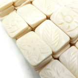 White Carved Bone Beads Jewelry Making Ivory Color 24 Pc Fashion Jewelry