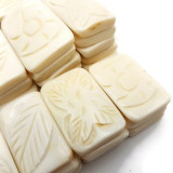 White Carved Bone Beads Jewelry Making Ivory Color 24 Pc Fashion Jewelry