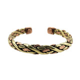 Handwoven brass and copper bracelet with magnets at end for energetic healing.