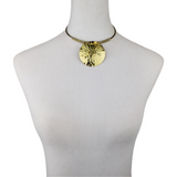 Hatho Hammered Brass Necklace & Earrings Set