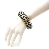 Bahati Leopard Print Horn and Wood Bangle